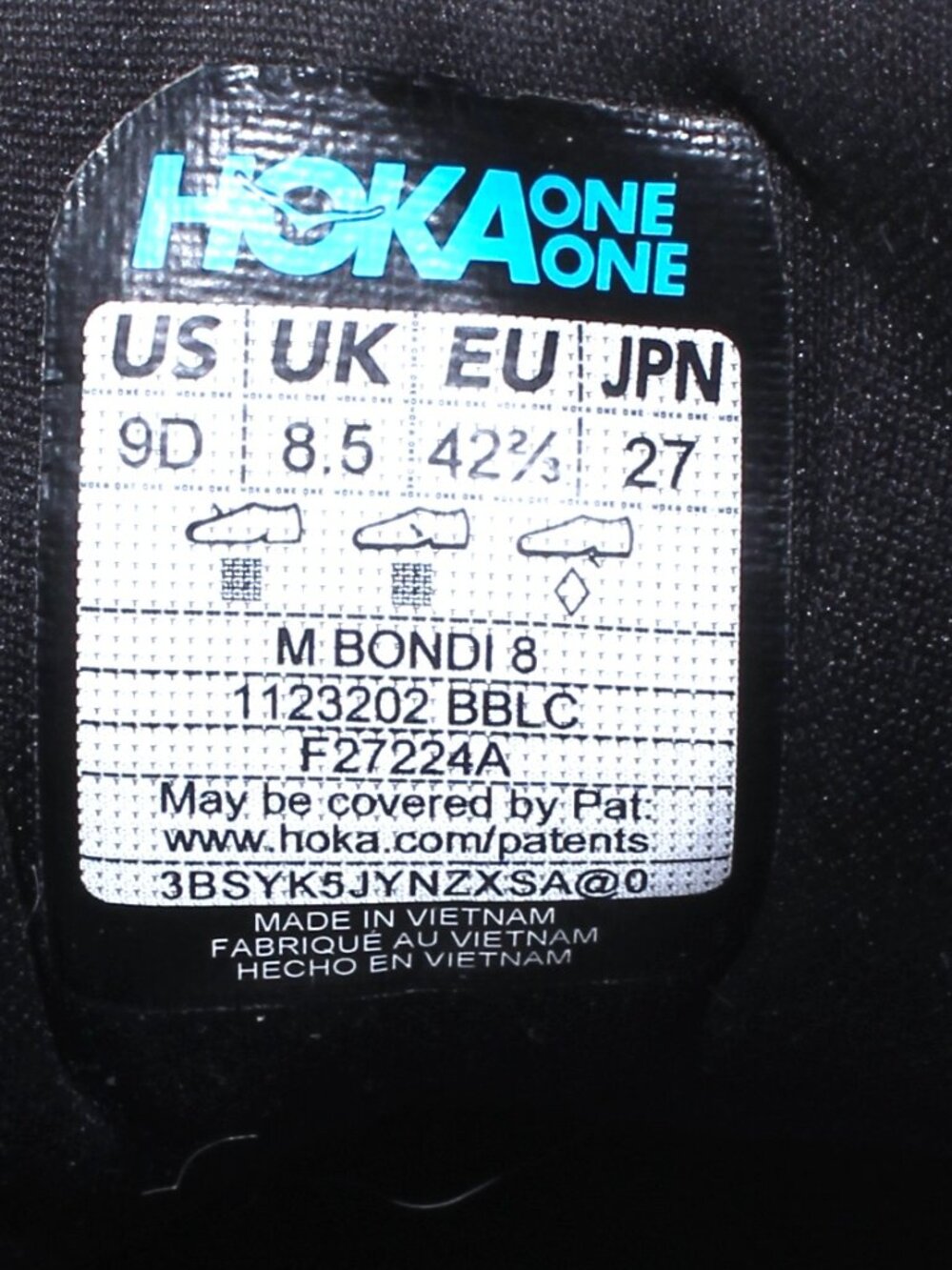 Hoka One One Bondi 8 1123202-BBLC Sneakers Mens Size 9 D Black Running Shoes - Picture 9 of 9